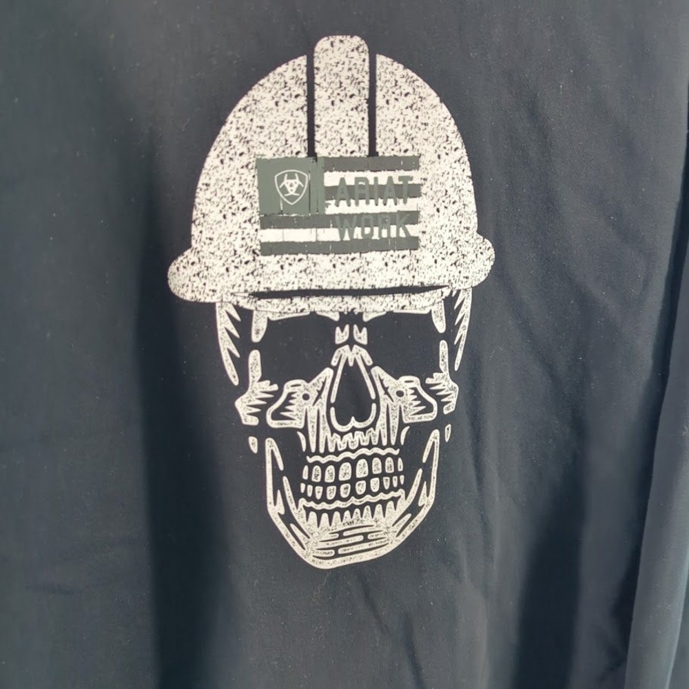 Ariat Rebar Mens Black Skull Hard Hat Work Graphic Pullover Hoodie Large L 1032 - Picture 5 of 8